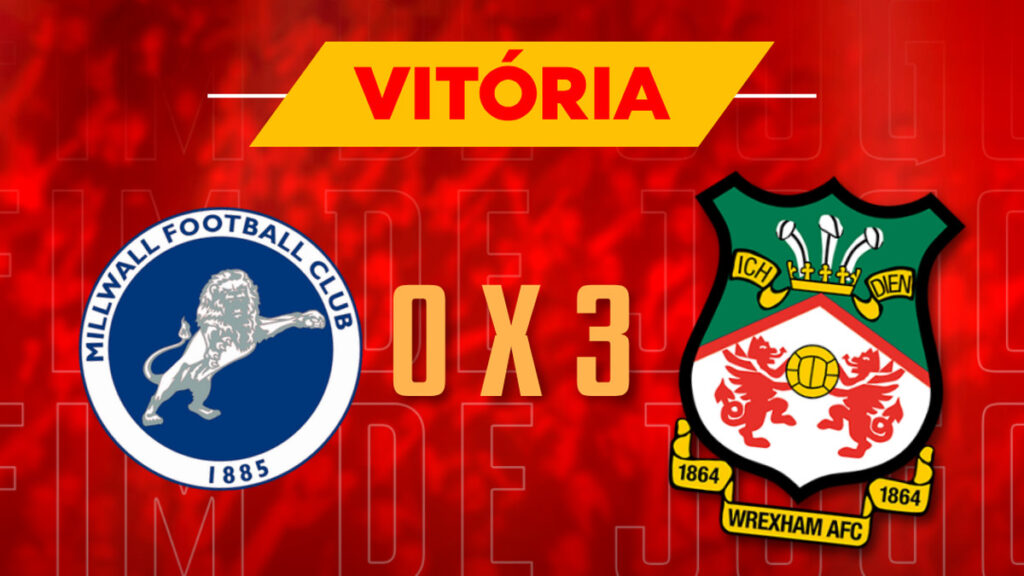 Millwall 0 x 3 Wrexham, placar com escudos